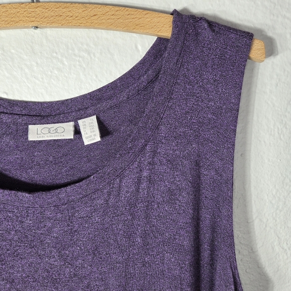 LOGO By Lori Goldstein Purple Tunic Tank Top Plus Size 2X Sleeveless Crew Neck - Picture 4 of 15
